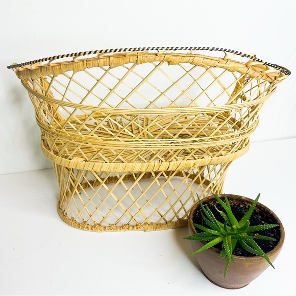 Vintage Wicker Plant Stand | Natural Rattan Boho Décor - Picture 4 of 4